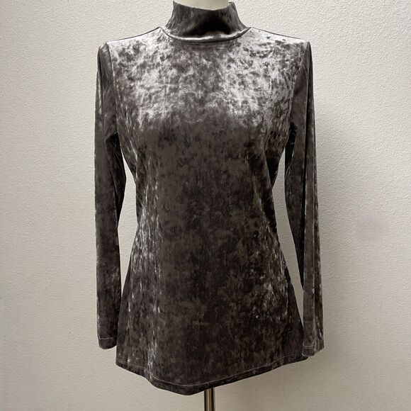 Isaac Mizrahi Live QVC Women's Mock Turtleneck Top Small Gray Long Sleeve - Picture 1 of 9